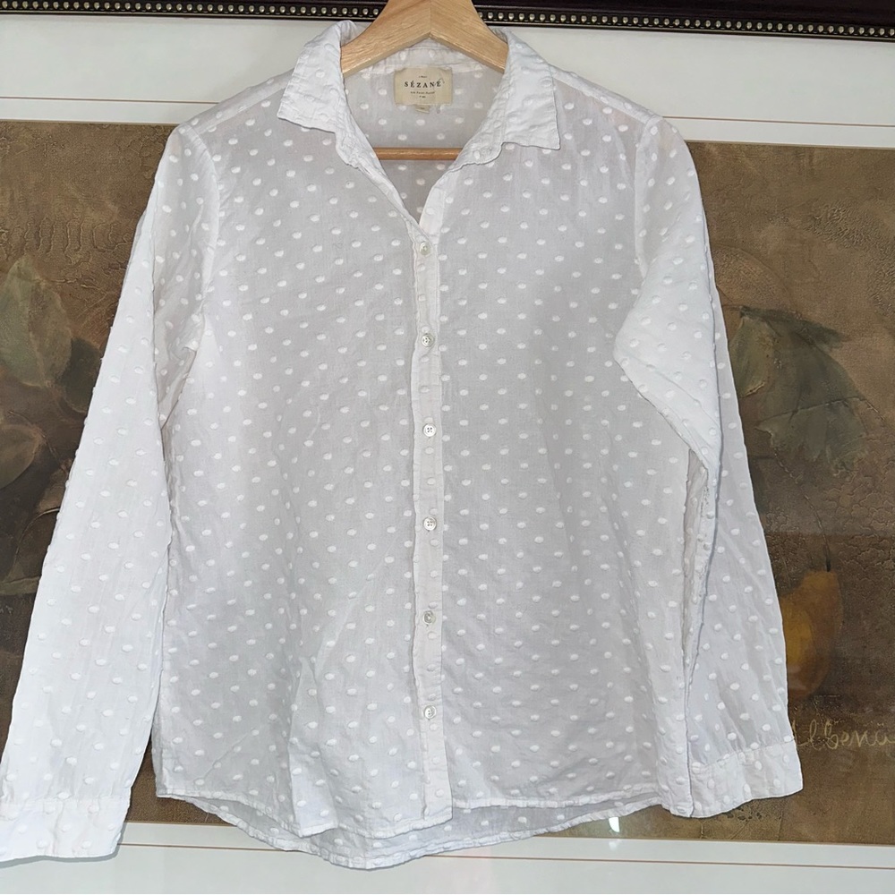 Sezane Button Down Shirt Cotton White 2